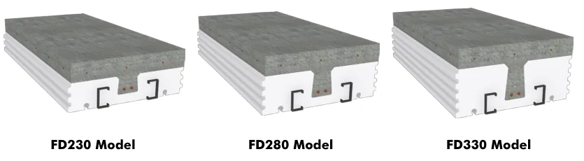 FormDeck FD230, FD280 and FD330 cross-sections